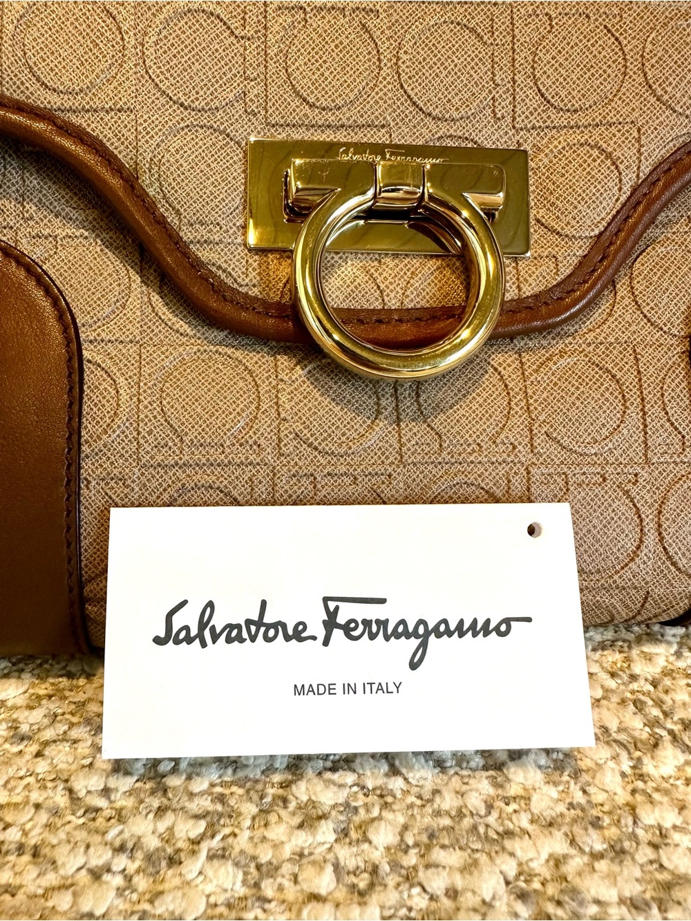 Like NEW! Salvatore Ferragamo Gancini Brown Bag - Converts to a Clutch! - Picture 7 of 16